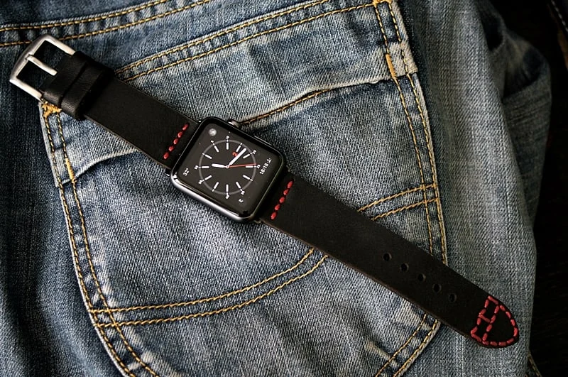 AWBF53-D123 handgefertigt Vintage Leder Uhrenarmband incl. Lugs Adapter für Apple Watch (oder Apple Watch Sport) 42mm oder 38mm